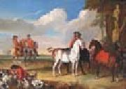 unknow artist Horses and Hunter oil on canvas